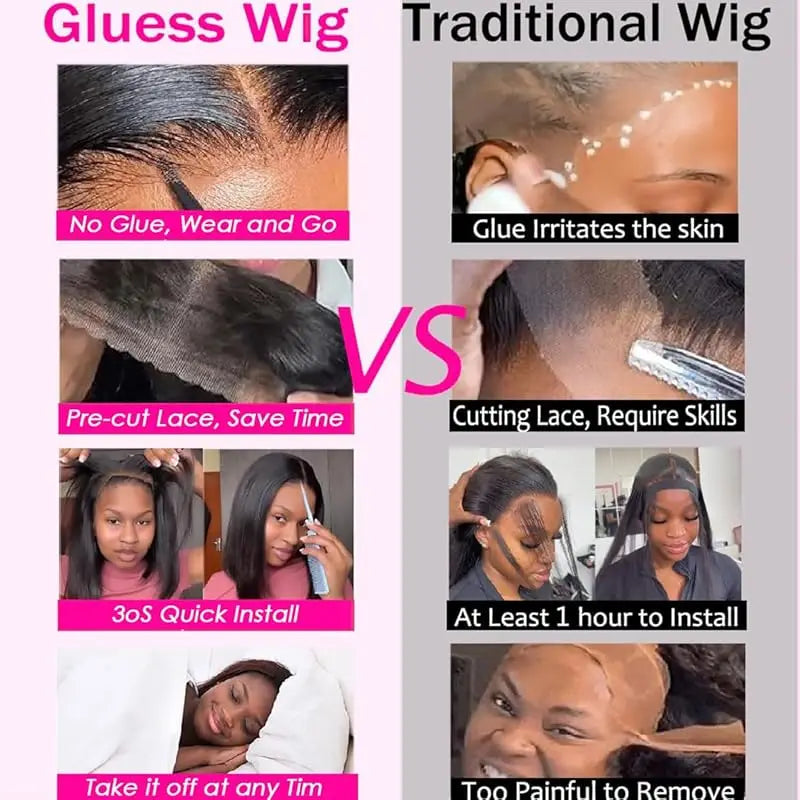 12 inch Glueless Human Hair Wigs Brazilian Straight Bob Wig 4x4 Pre Cut Lace Wigs For Women HD Lace Front Human Hair wigs
