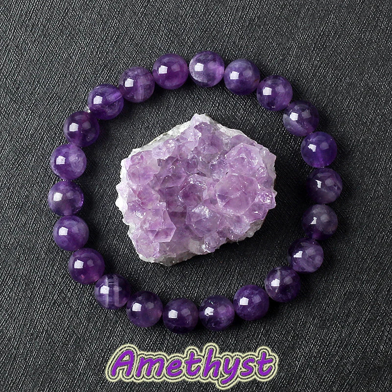 Geniune Amethyst Natural Crystal Bracelet for Women Pulsera Amethust Bracelet Made of Real Natural Stone Beads Body-Purifying