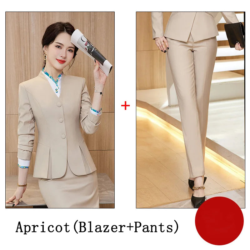Trajes de falda de negocios para mujer, de primavera, formales, uniformes, blazers femeninos para mujer, conjuntos profesionales para oficina