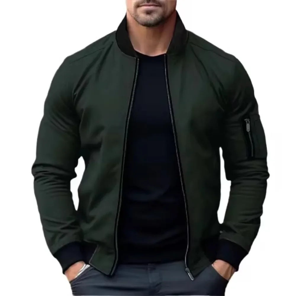 Chaqueta informal ligera para hombre, cortavientos deportivo con cremallera y bolsillos, ropa de primavera y otoño, chaquetas bomber para hombre