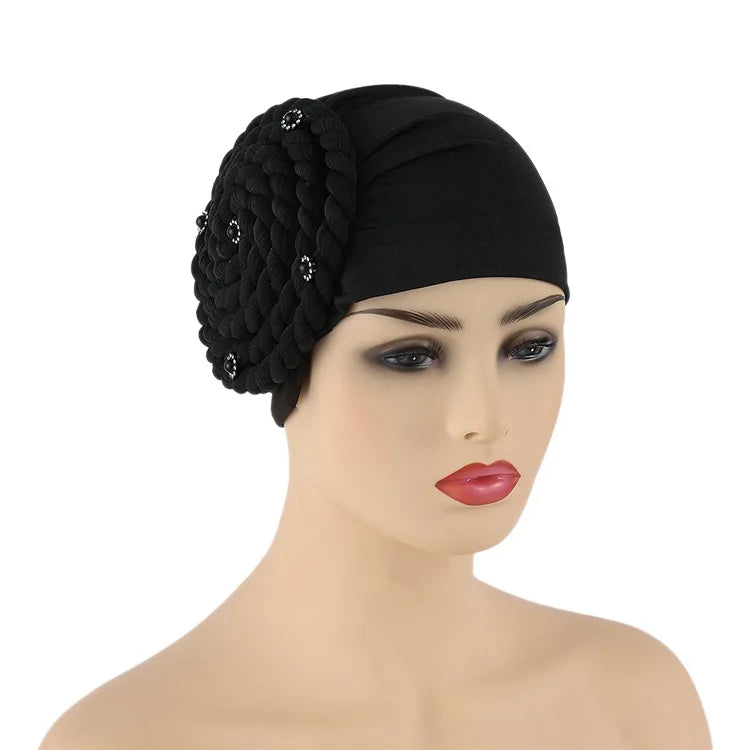 Diamantfletter Turbanhatt for kvinner Muslimsk hodeskjerf Panser Kvinnelig Inner Hijab Arabisk Hodeplagg Afrikansk Hodebånd Caps