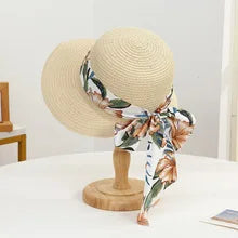 Sombrero de sol de verano estilo bohemio para mujer, protección solar, gorra de pescador de paja de playa, visera de encaje con lazo grande a la moda