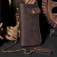Cartera de lujo hecha a mano de cuero genuino Crazy Horse para hombre, cartera pequeña de cuero para hombre, monedero corto con clip para billetes, bolsa para dinero, café negro