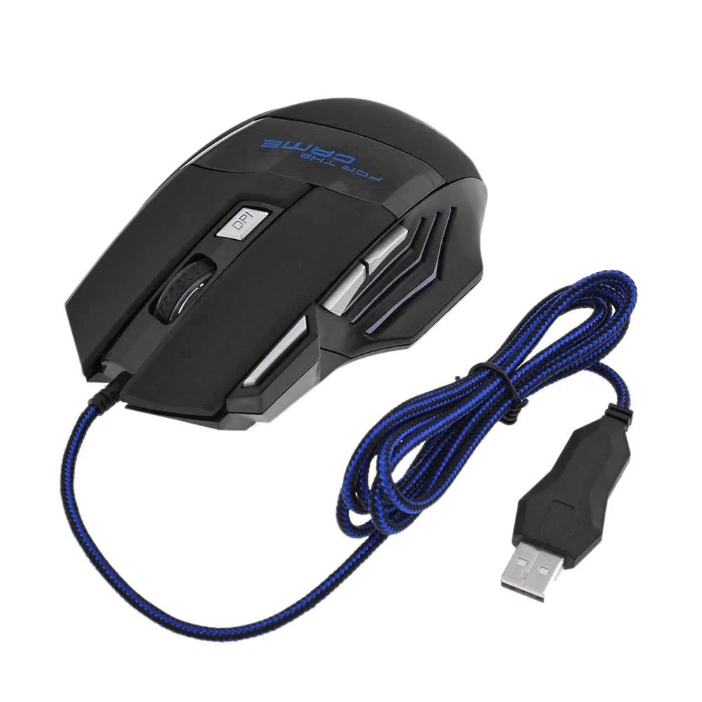 Souris de jeu filaire USB 7 boutons, rétroéclairée, ergonomique, 5 500 DPI, rétroéclairage réglable, optique, pour PC de jeu et ordinateur de bureau