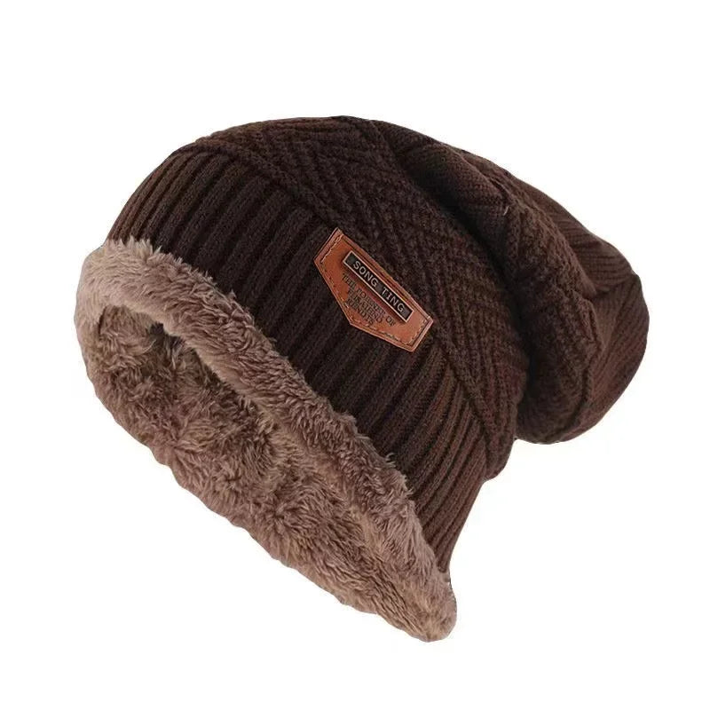 Nuevo gorro de invierno unisex elegante con forro de piel sintética, gorro cálido suave, gorros de invierno gruesos para hombres y mujeres, gorro de punto