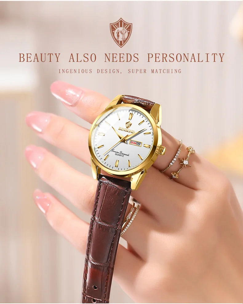Hombre Reloj Superior Marca de Lujo Reloj de Pareja para Mujer Hombre Reloj Impermeable Calendario Masculino Relojes de Pulsera de Cuarzo Correa de Cuero Señoras