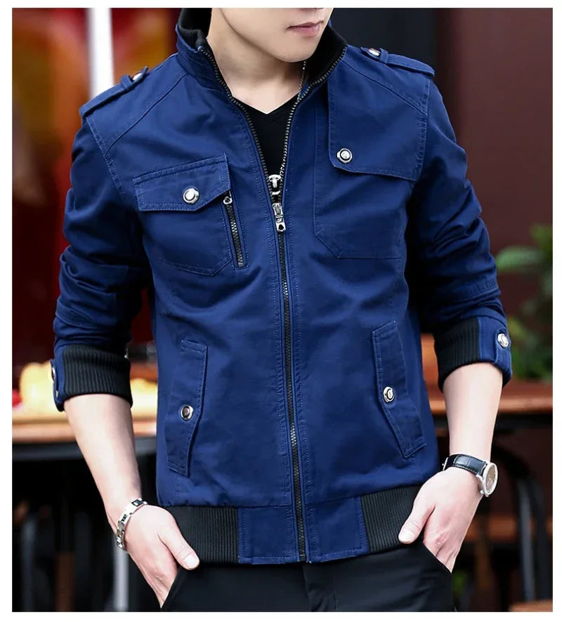 Chaquetas cargo para hombre, nueva moda, chaqueta bomber, ropa masculina, estilo británico sencillo, chaqueta cálida cortavientos y abrigo, chaqueta de béisbol para hombre.