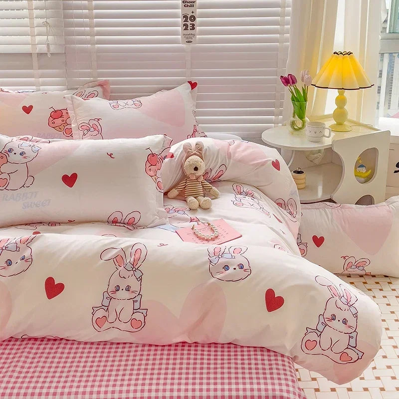 Juego de sábanas estilo dibujos animados para niños, juego de cama con estampado de conejo, transpirable, duradero, постельное белье 이불세트, juego de cama Queen/King