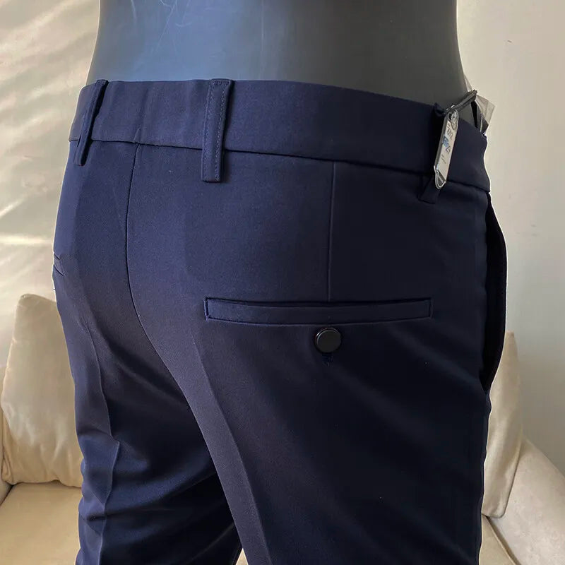 Pantalones de vestir de hombre Otoño Nuevos pantalones de traje sólidos de negocios casuales rectos ajustados pantalones formales Pantalones Hombre Ropa de hombre