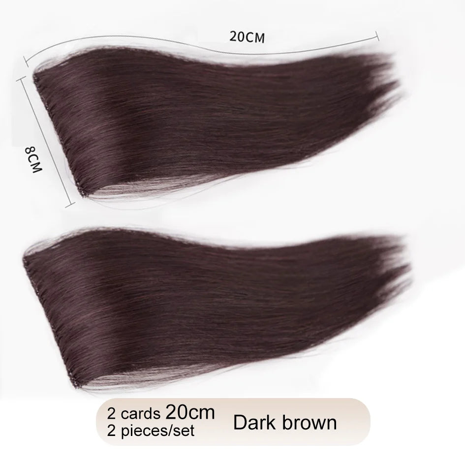 Extensiones de pelo sintético de 2 piezas/juego, extensiones de pelo, aberturas y piezas de repuesto para la parte superior, artefacto de reemplazo
