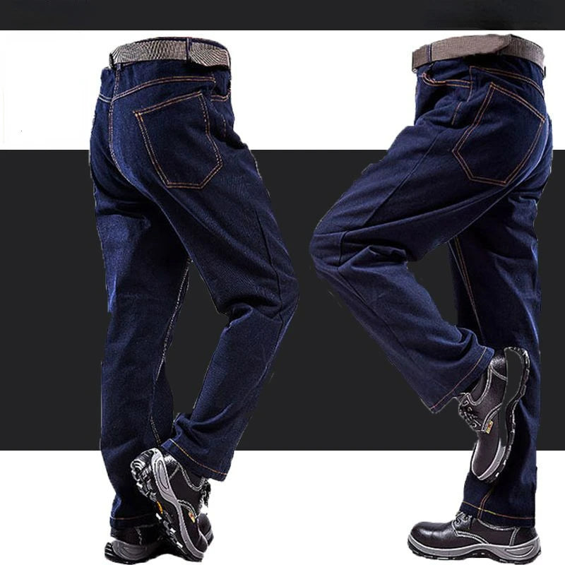 Peto pantalón ropa de hombre pantalones resistentes al desgaste anti-escaldaduras engrosamiento algodón ropa de trabajo de mezclilla pantalones de trabajo múltiples bolsillos