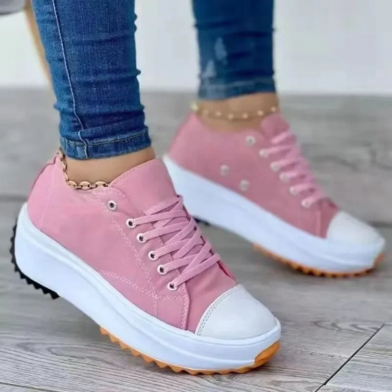 Women's New Casual Single Shoes for Women Autumn Summer Round Head Canvas Solid Color Low Top Large Size Women's Shoes
