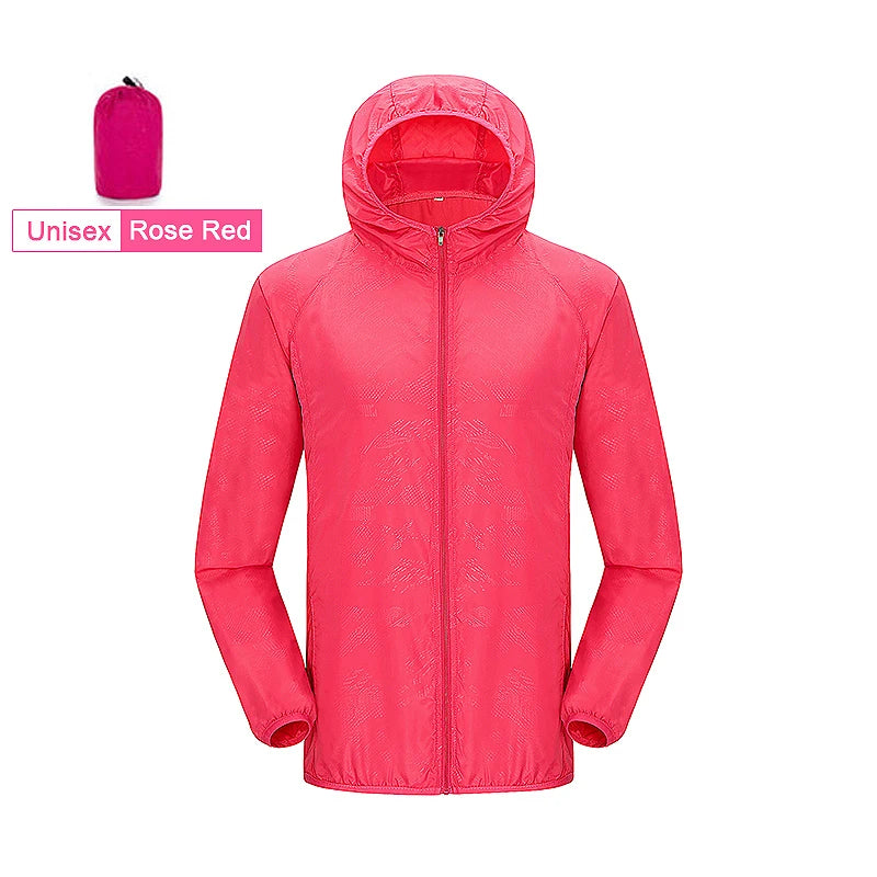 JNLN Chaqueta de senderismo unisex para hombre y mujer, impermeable, de secado rápido, cortavientos para camping, ropa de pesca al aire libre, chubasquero anti-UV