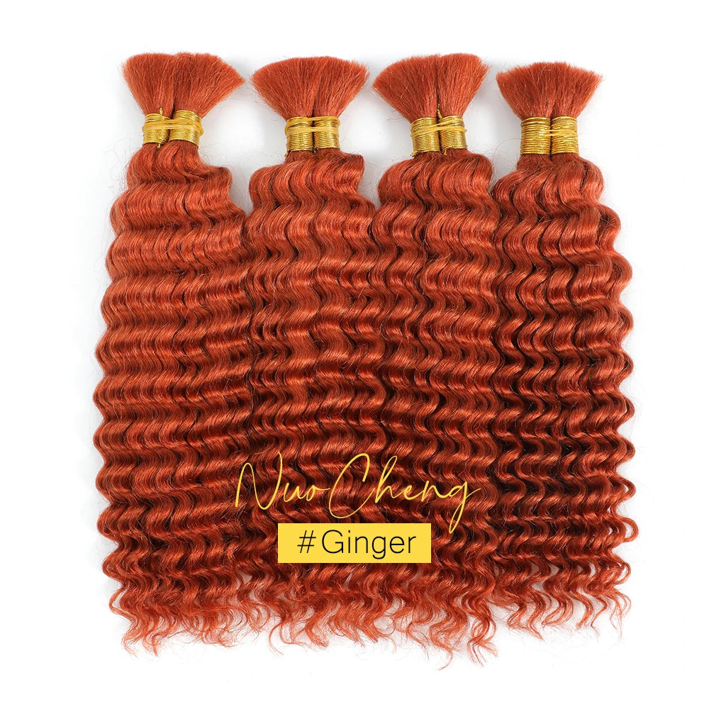 Deep Wave Bulk Human Hair for Braiding No Weft 100g (1 Pack-2 Bundles) Brazilian Virgin Human Hair Braiding Hair For BOHO Braids