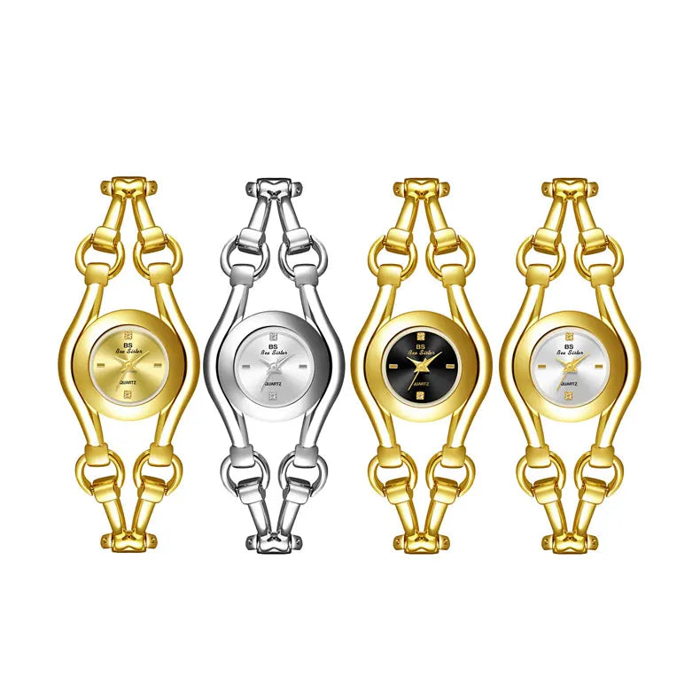 Relojes de lujo de moda para mujer Nuevos relojes de pulsera vintage dorados de lujo para mujer Reloj de cuarzo de vestir para mujer Relogio Feminino