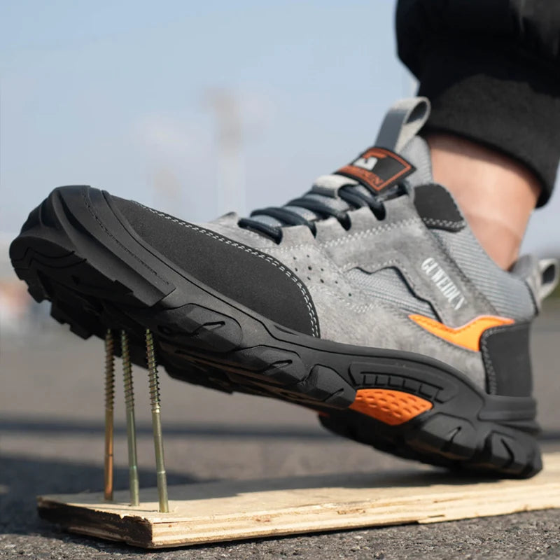 Zapatos de seguridad para hombre con puntera de plástico, botas de seguridad ligeras y a la moda, zapatillas de trabajo cómodas, anticalado, calzado indestructible.