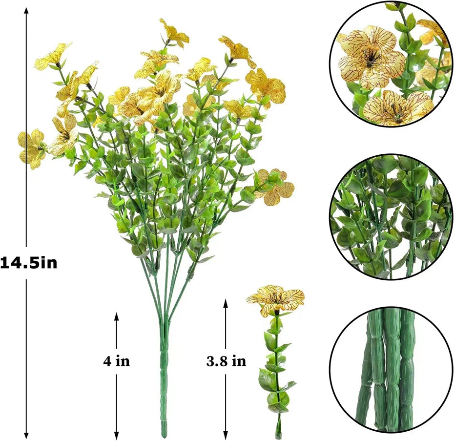 Flores artificiales para exterior, resistentes a los rayos UV, plantas sintéticas para jardín, bodas, hogar, cocina, decoración de granja, plantas artificiales