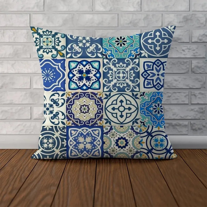 Pillowcase Mediterranean Style Pillow Cases Decorative Pillows Covers for Bed Cushion Cover Fall Decor Sofa pillowcase