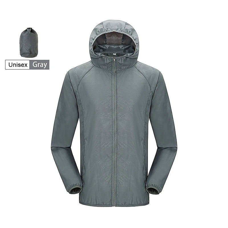 JNLN Chaqueta de senderismo unisex para hombre y mujer, impermeable, de secado rápido, cortavientos para camping, ropa de pesca al aire libre, chubasquero anti-UV