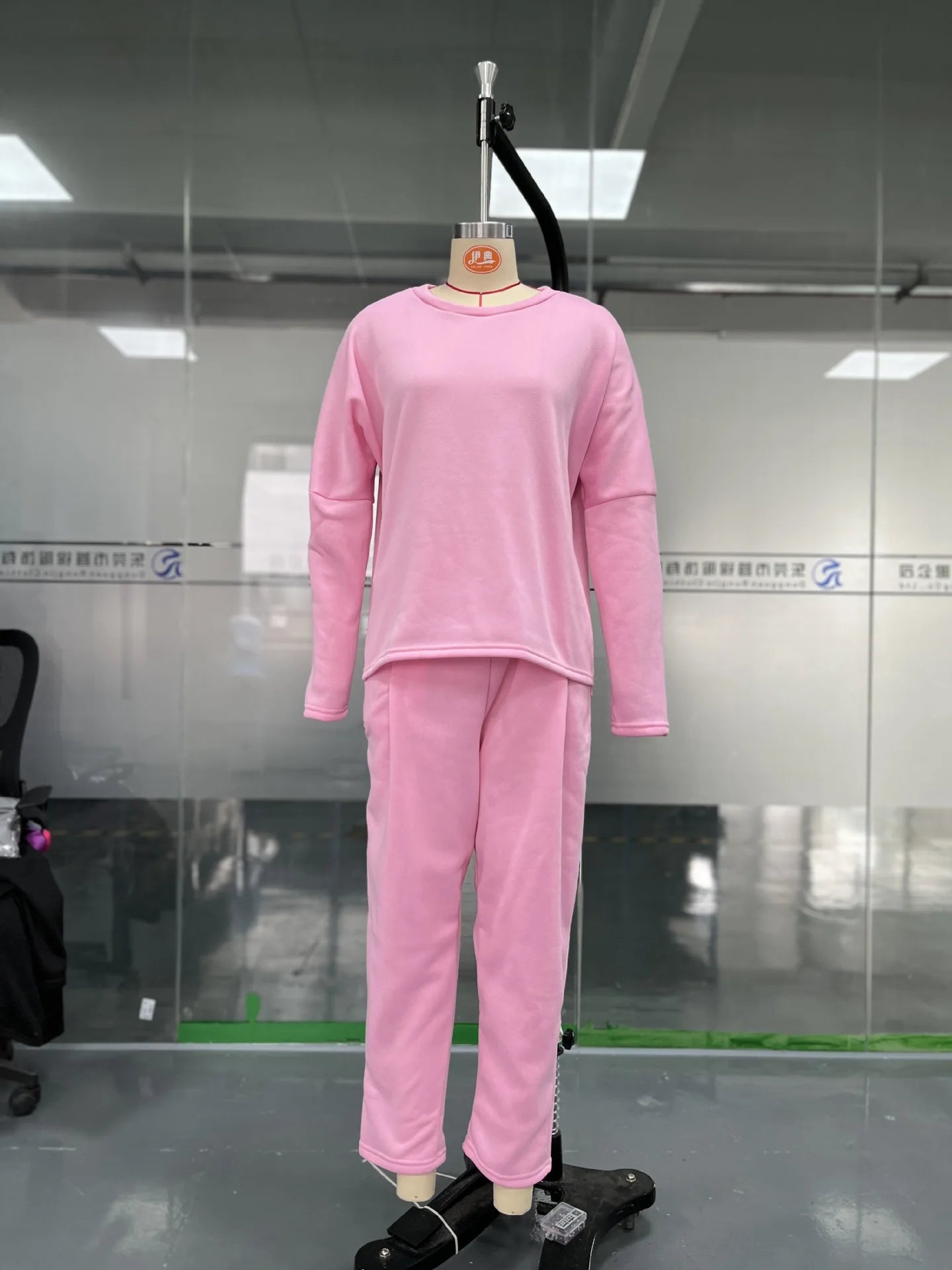 Conjuntos de dos piezas de pantalón para mujer, tops lisos de manga larga, cuello redondo, casual, pantalones largos de cintura media, bolsillos, elegante regular