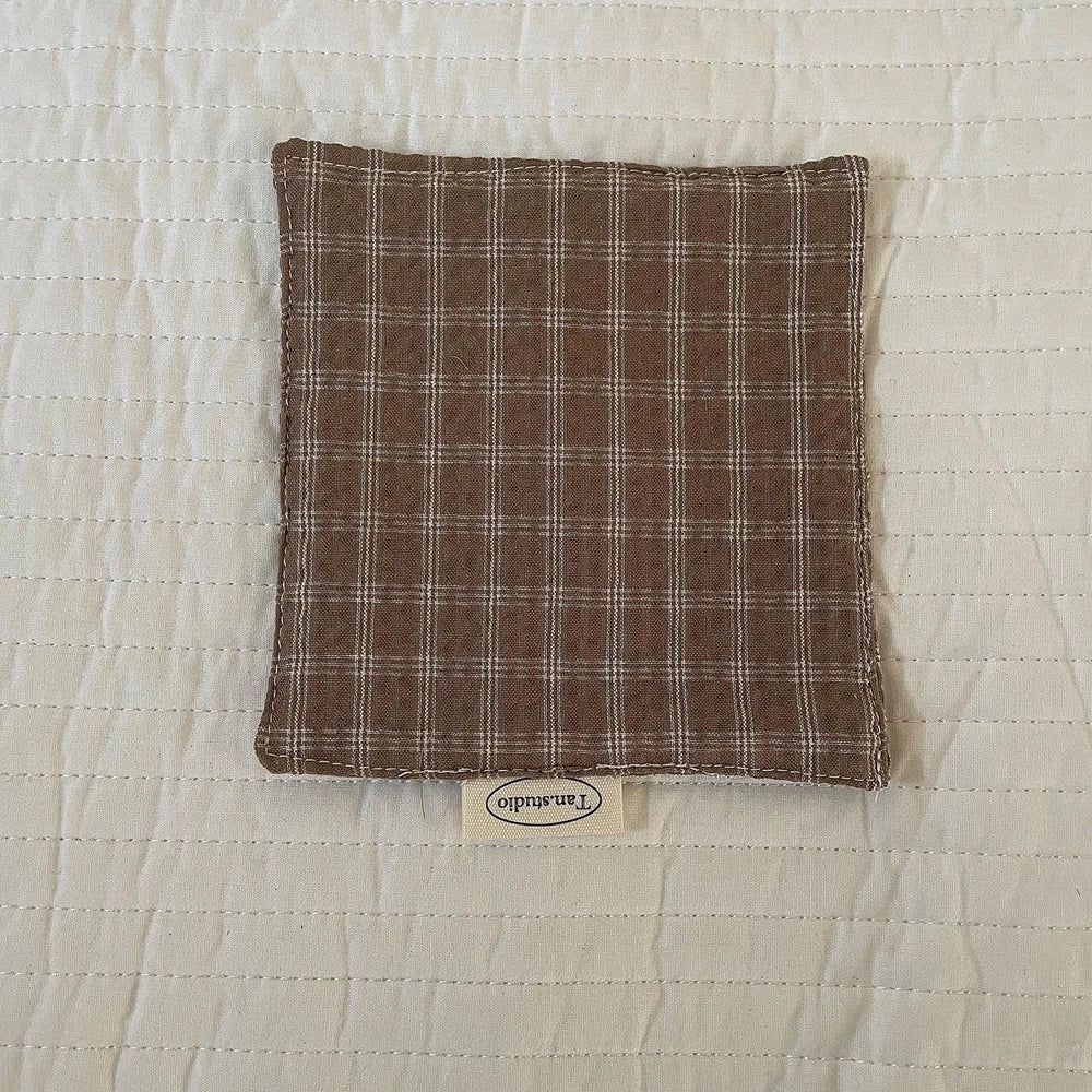 Dessous de verre style coréen fait main en coton à carreaux, coussin isolant, set de table, décoration de la maison, accessoire de cuisine