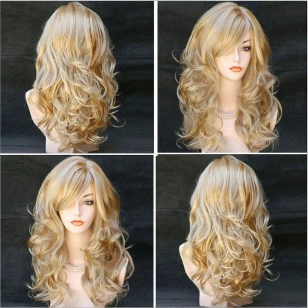 Peluca rubia larga rizada