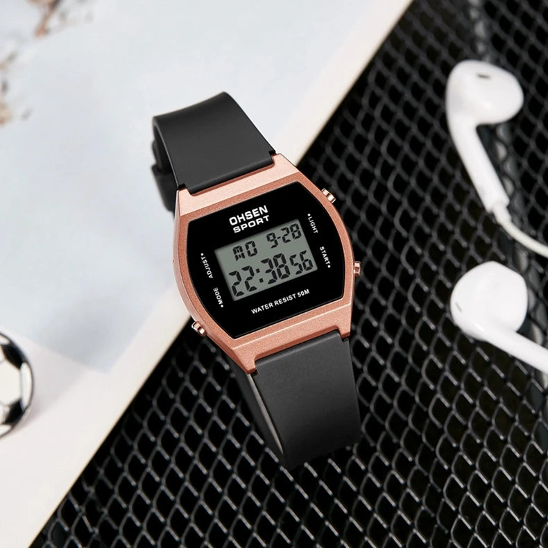 Reloj deportivo digital para mujer, resistente al agua, a la moda, blanco, para damas, reloj de pulsera electrónico para niños, relojes LED con alarma, regalos