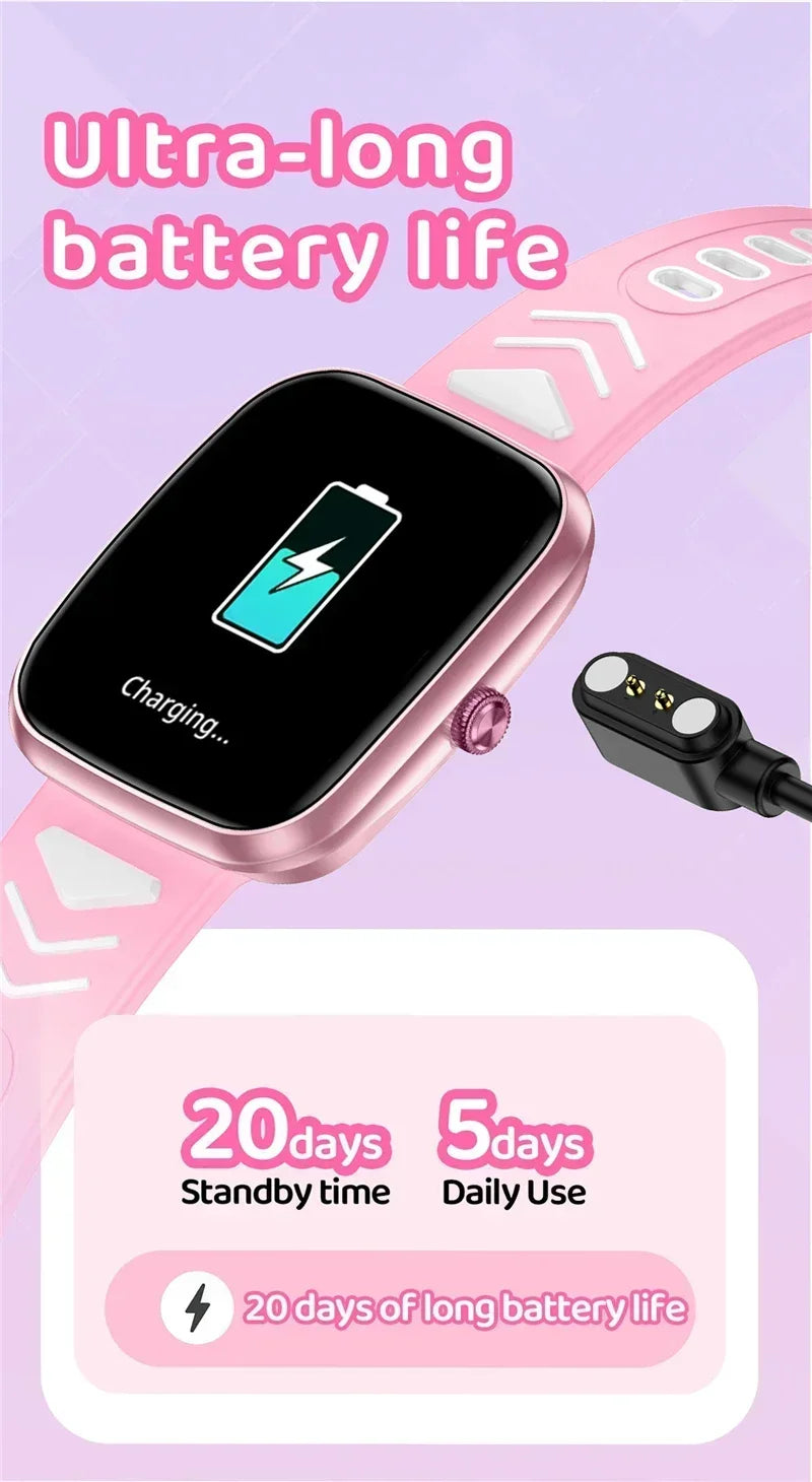 Montre connectée pour enfants, écran tactile HD de 1,75 pouce, bracelet connecté pour jeux et musique, cadeau idéal pour garçons et filles, compatible avec iOS et Android