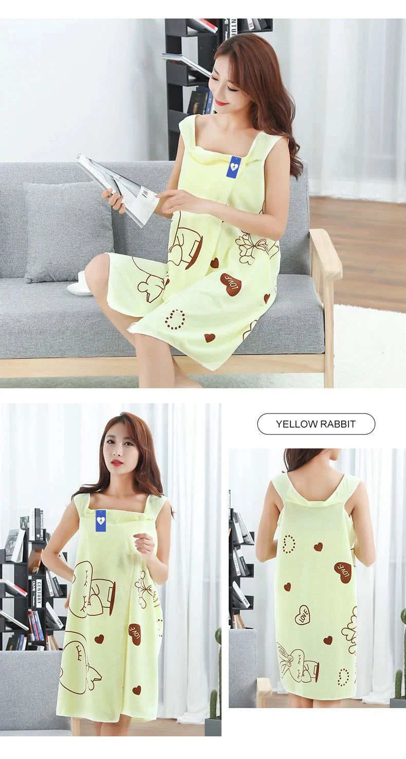 Toalla de baño portátil Love Rabbit, engrosada, para adultos, para mujer, falda de baño para secar el pecho, falda de vapor absorbente de sudor, sauna