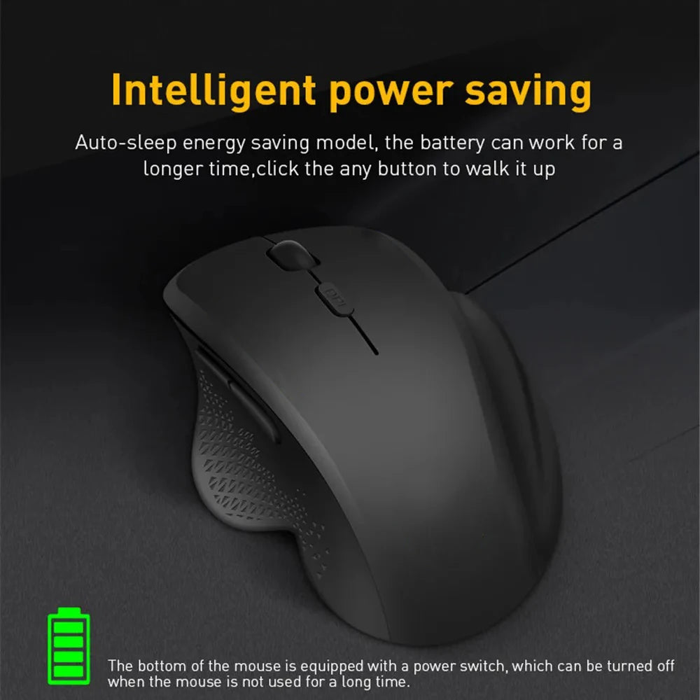 Ratón inalámbrico ergonómico para ordenador, ratón óptico para PC con receptor USB, 6 botones, ratones inalámbricos de 2,4 GHz, 1600 DPI para portátil