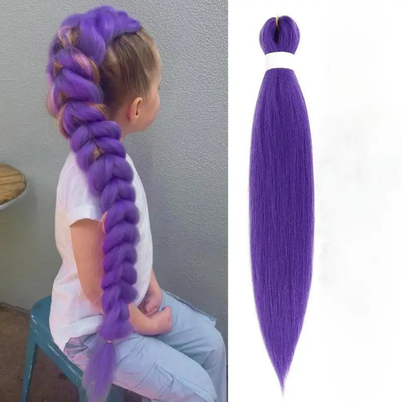 New 1Piece DIY 26inch Cosplay Wig KPOP Rumi Long Purple Braided Dress Up Accessories Ponytail Braid Heat Resistant Synthetic Wig