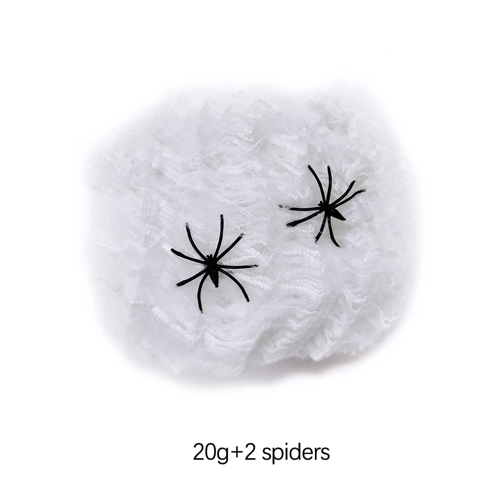 Halloween Decorations Artificial Spider Web White Stretchy Cobweb for Scary Party Scene Props Horror House Decoraton Accessories