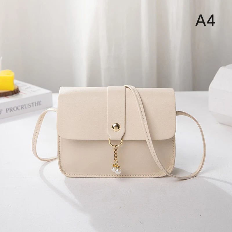 Pearl Pendant Fashion Small Shoulder Bags for Women PU Leather Crossbody Phone Messenger Bag Handbag Pouch Purses and Handbags