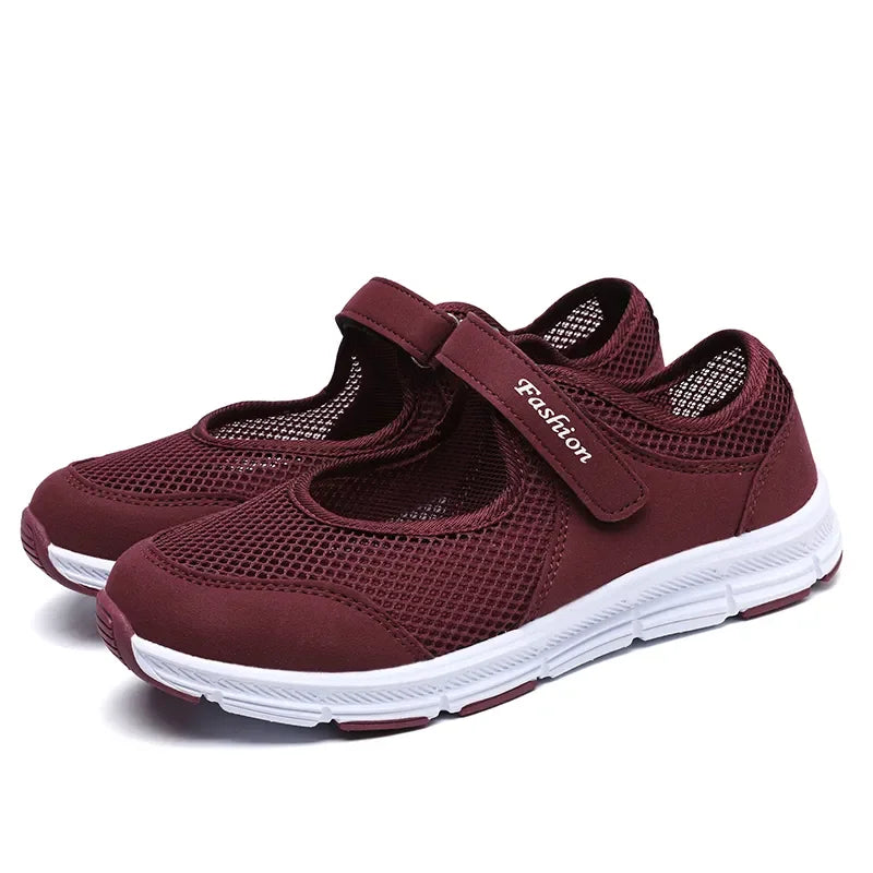 Zapatos de mujer transpirables vulcanizados Blancos Zapatillas de mujer de moda Malla transpirable Zapatos casuales para caminar Zapatos de trabajo de mujer