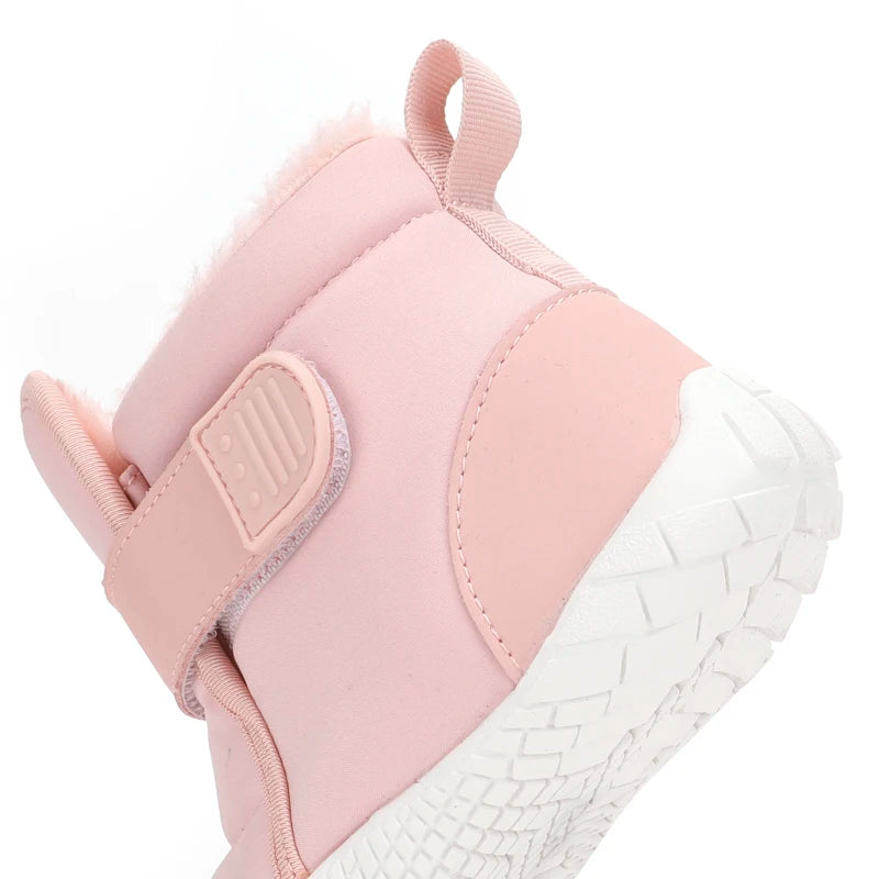 Kids Wide Toe Barefoot Snow Shoes Girls Ankle Winter Boots Warm Plush Boys Fur Shoes Children Minimalist Sneakers Boots
