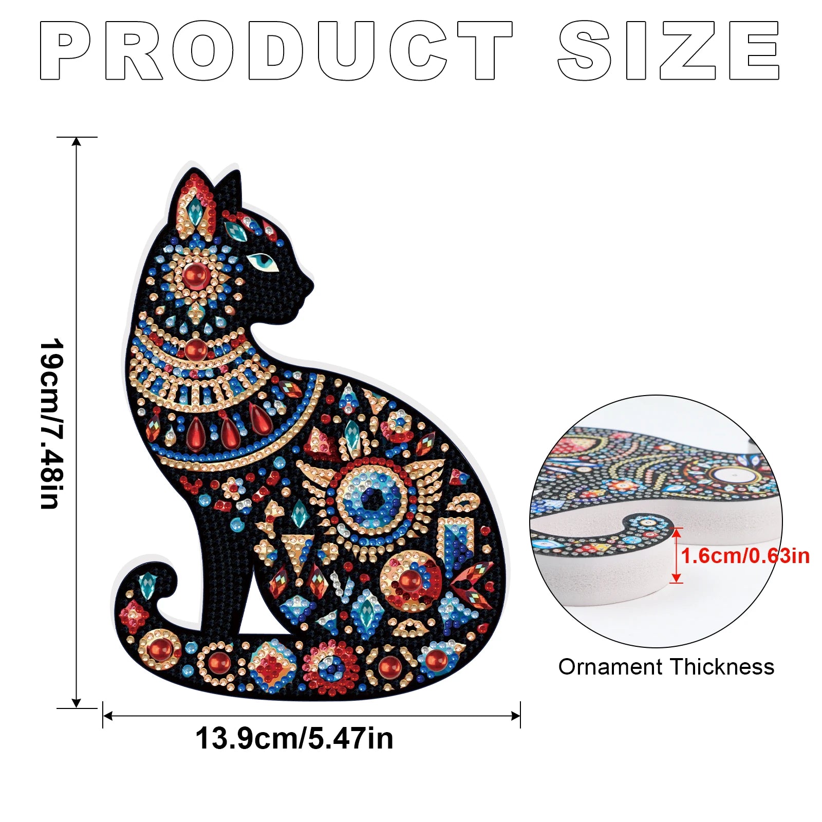 Tabletop Special Shape Diamond Art Painting Kits for Adults,Colorful Cat Thickening DIY Crafts Home Office Tabletop Decor Gift