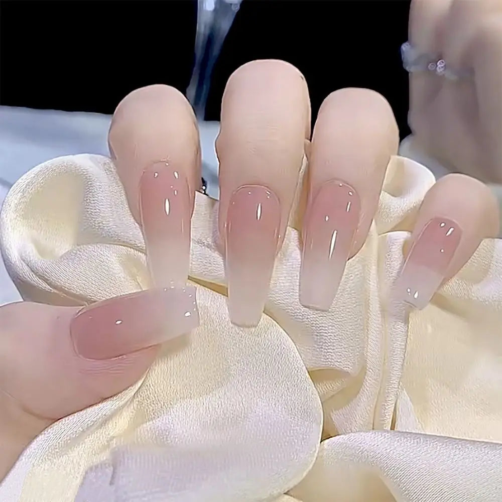 24 stk. Gradient Falske Negler Fransk Ballerina Negler Vanntett Falske Medium Kiste Falske Negler Fingernegler Press-on Negler Tips