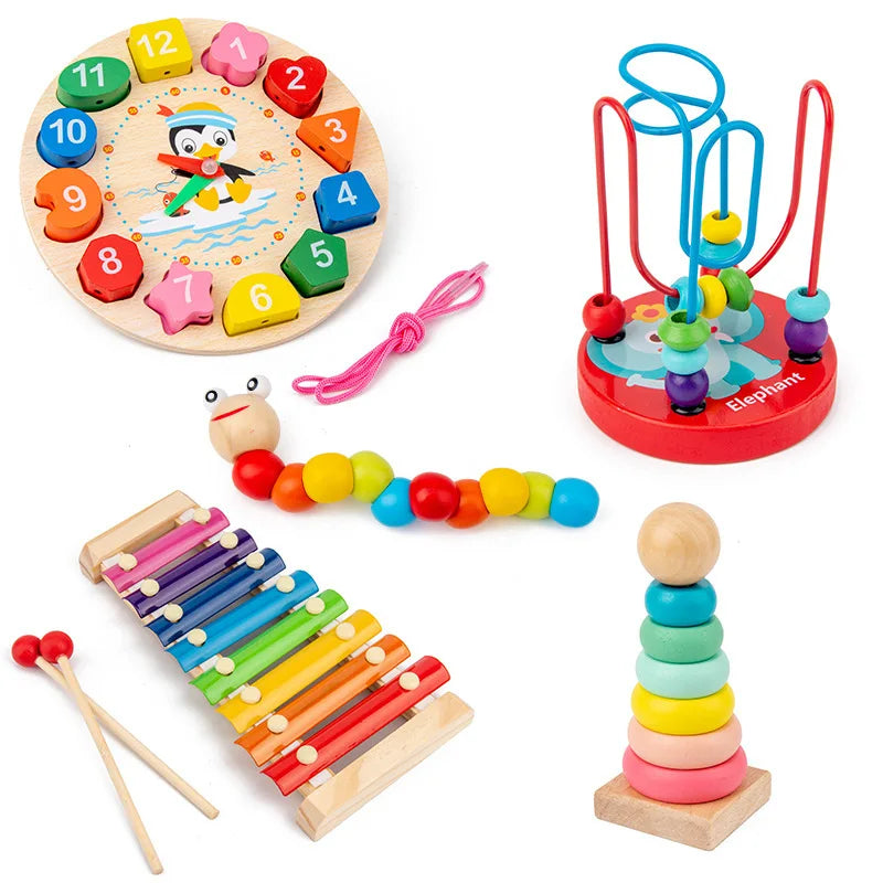 Montessori Bebé Juguetes Niños Rompecabezas 3D Madera Juegos Bebé Aprendizaje Temprano Juguetes Educativos Madera Para Niños Regalos Cumpleaños