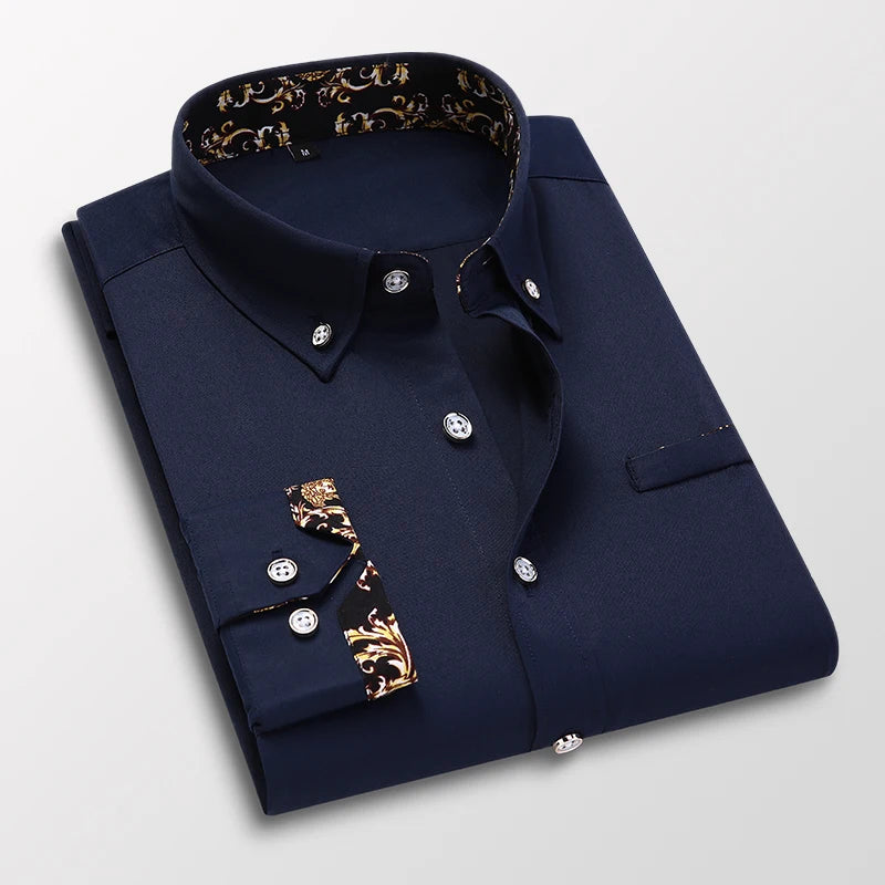 Men's Clothing Arrival Men Shirt, Fashion Causal Long Sleeved Male Dress Social Business Cotton Shirt Soft Weeding White Shirts