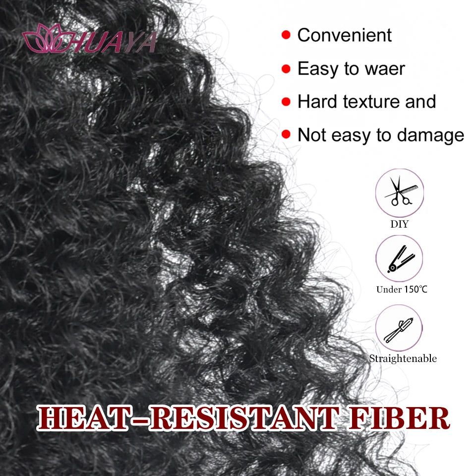 Afro Puff Ponytail Bun Extensions for Black Women Natural Fluffy Synthetic Short Afro Kinkys Curly Afro Hairpieces