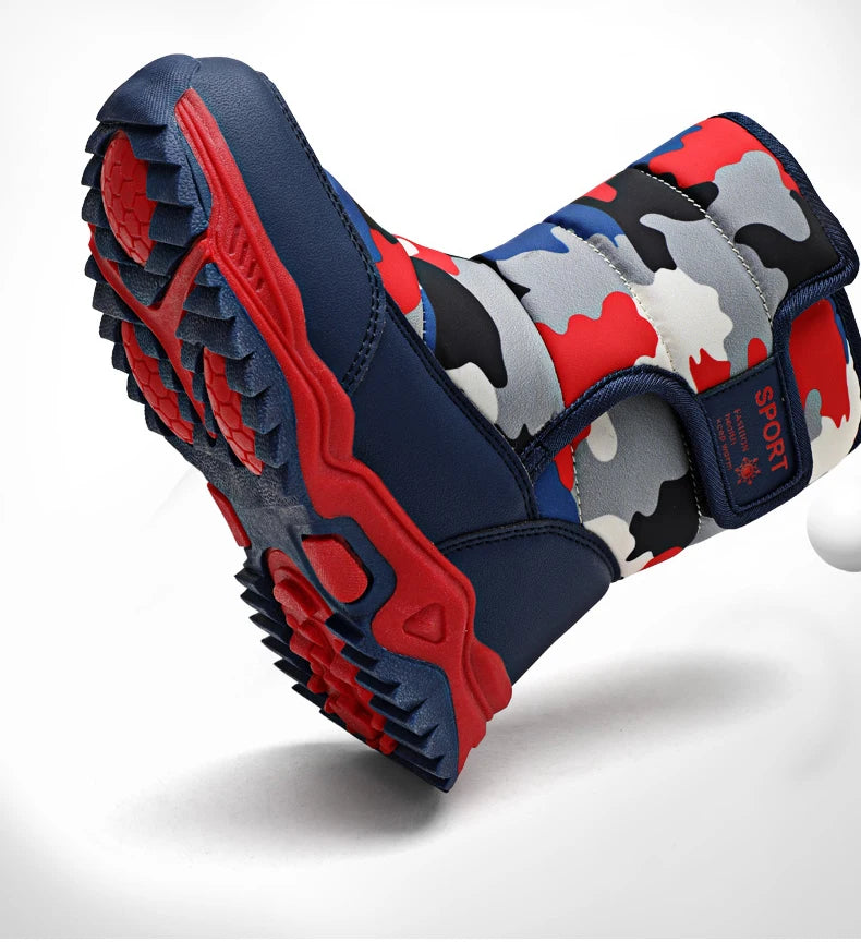 Winter Children Shoes Plush Waterproof Fabric Non-Slip Girl Shoes Rubber Sole Snow Boots Fashion Warm Outdoor Boots