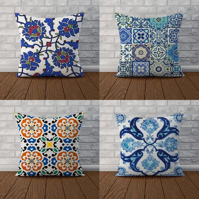 Pillowcase Mediterranean Style Pillow Cases Decorative Pillows Covers for Bed Cushion Cover Fall Decor Sofa pillowcase