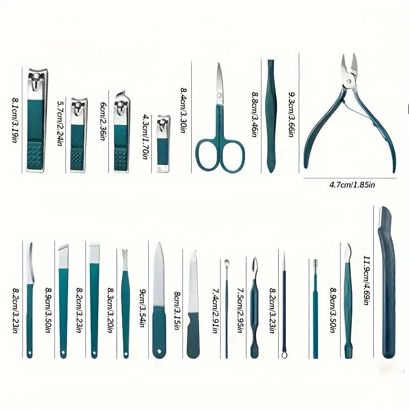 Kit profesional de 7/10/12/18 piezas para el cuidado de uñas, set de manicura y pedicura de acero inoxidable, set de cortauñas con estuche de viaje