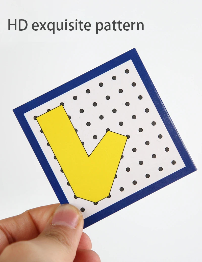 Juego de juguetes de madera Montessori de matemáticas para niños, figuras geométricas, banda elástica, tabla de clavos, juguete educativo creativo, regalo de Navidad ideal