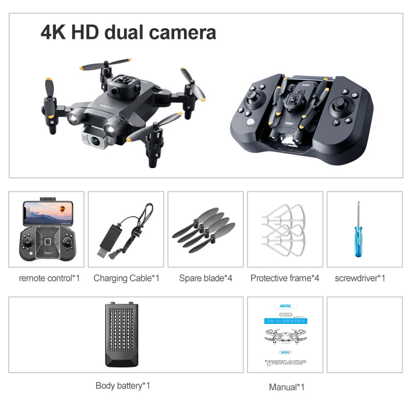 Mini drone 4DRC V30 4K HD double caméra WIFI FPV, drone professionnel à cinq côtés pour éviter les obstacles, hélicoptère RC, jouet cadeau