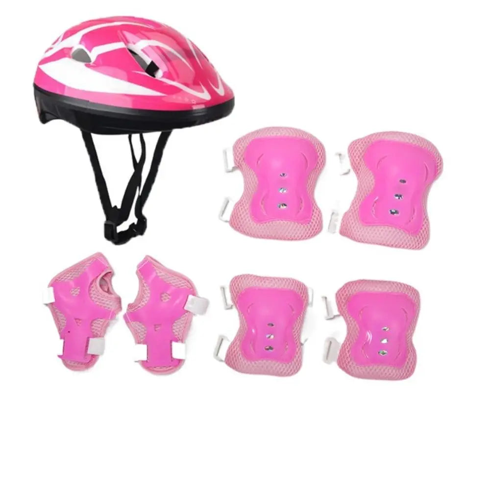 Kids Helmet Knee Elbow Pads Wrist Guard Sport Protective Gear Scooter Skateboard Skate Cycling Safety Set Boy Girl 4-12 Years