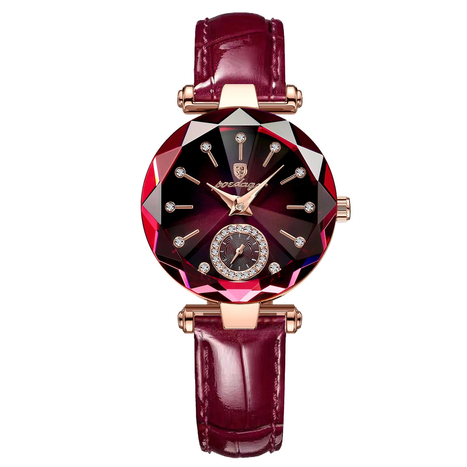 POEDAGAR Relojes de mujer, moda, esfera de diamante, cuero, cuarzo, marca superior de lujo, resistente al agua, reloj de pulsera para mujer, regalo para novia