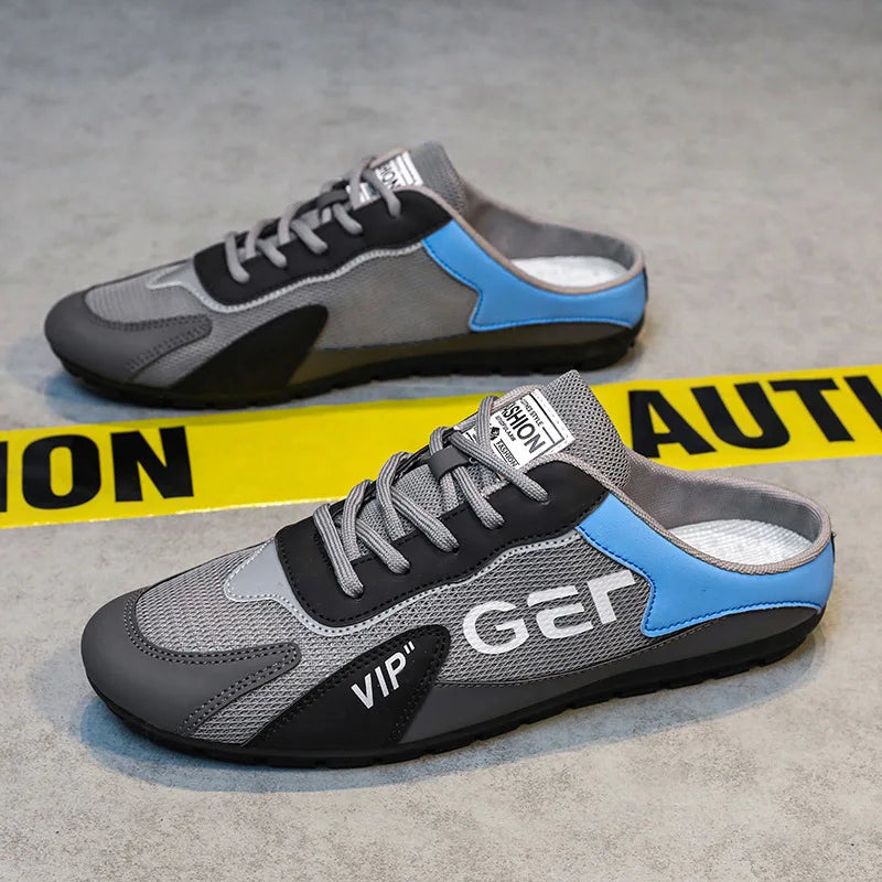 Nueva Tendencia de Pantuflas para Hombre Zapatos Baotou para Hombre Verano Transpirable Zapatos Casuales Planos Vulcanizados Zapatillas Deportivas Masculinas Zapatos Semi Abiertos