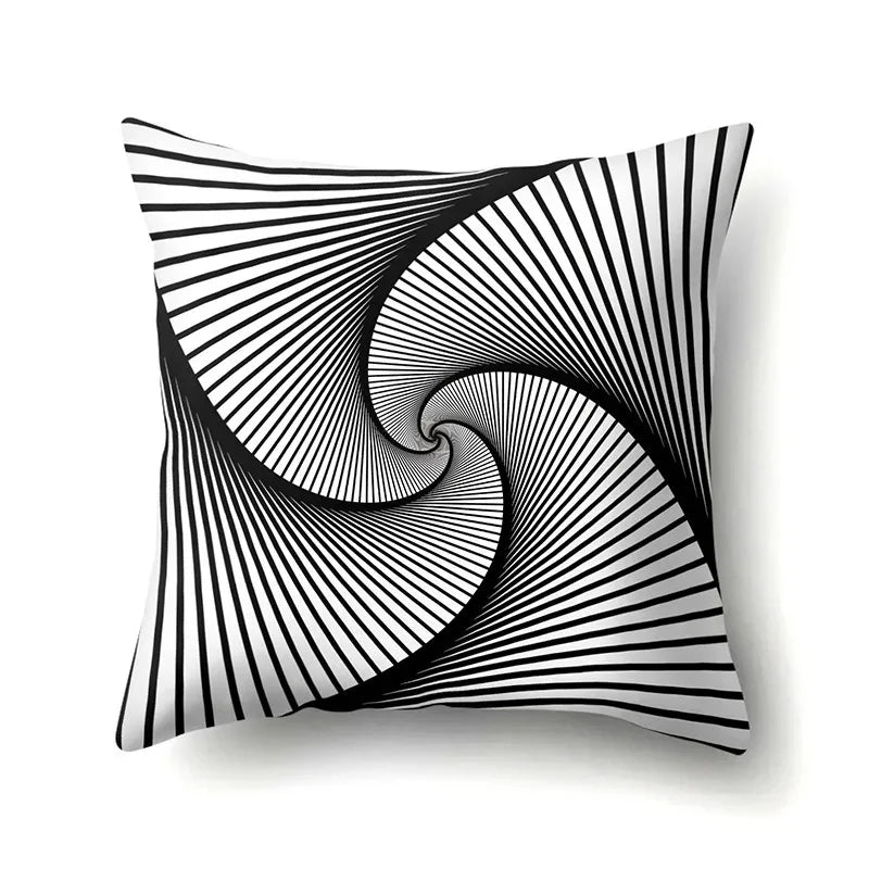Funda de Almohada Abstracta Retorcida en Blanco y Negro Funda de Almohada Geométrica de Moda para Sofá de Sala de Estar o Dormitorio