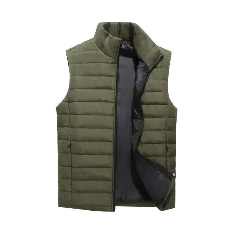 Chalecos sin mangas para hombre, moda de invierno, chalecos de algodón acolchados para hombre, abrigos, chalecos cálidos con cuello alto para hombre, ropa 5XL
